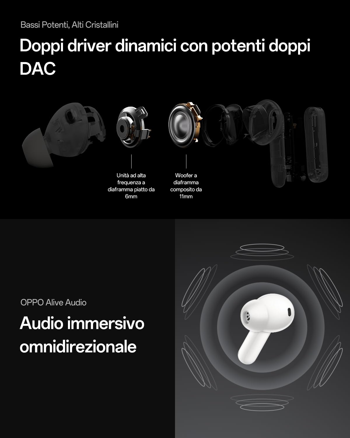 OPPO Enco X3s Cuffie True Wireless, Auricolari Bluetooth 5.4 con Suono Dynaudio, ANC Ibrido 55dB, Audio Hi-Res LHDC 5.0, 45 Ore di Autonomia, IP55, Doppi Driver Dinamici, Traduzione AI, Nebula Silver