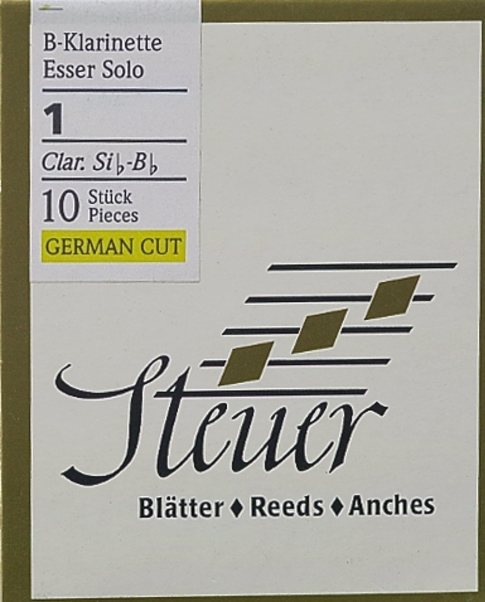 Steuer - Canas Clarinete en Sib Solo White Line, corte francés, caja de 10, fuerza 5