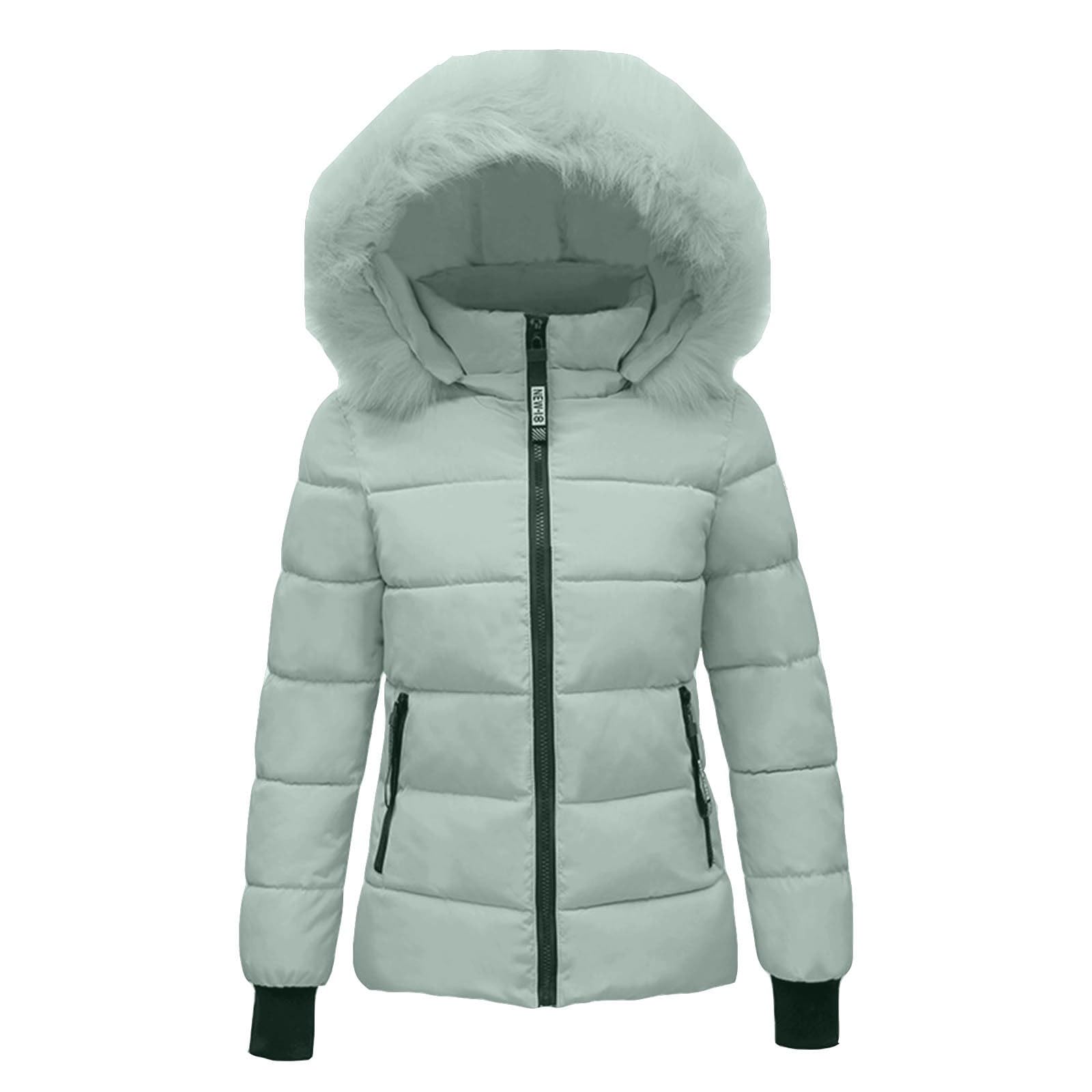 Générique Veste Courte Femme Hiver avec Capuche, Blouson Zippé Décontracté, Plusieurs Teintes Disponibles