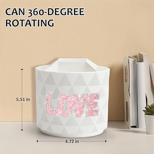 Miniatura 3 de Organizador de escritorio brillante, con diamantes de imitación giratorios para escritorio, organizador de bolígrafos con estampado de diamantes con