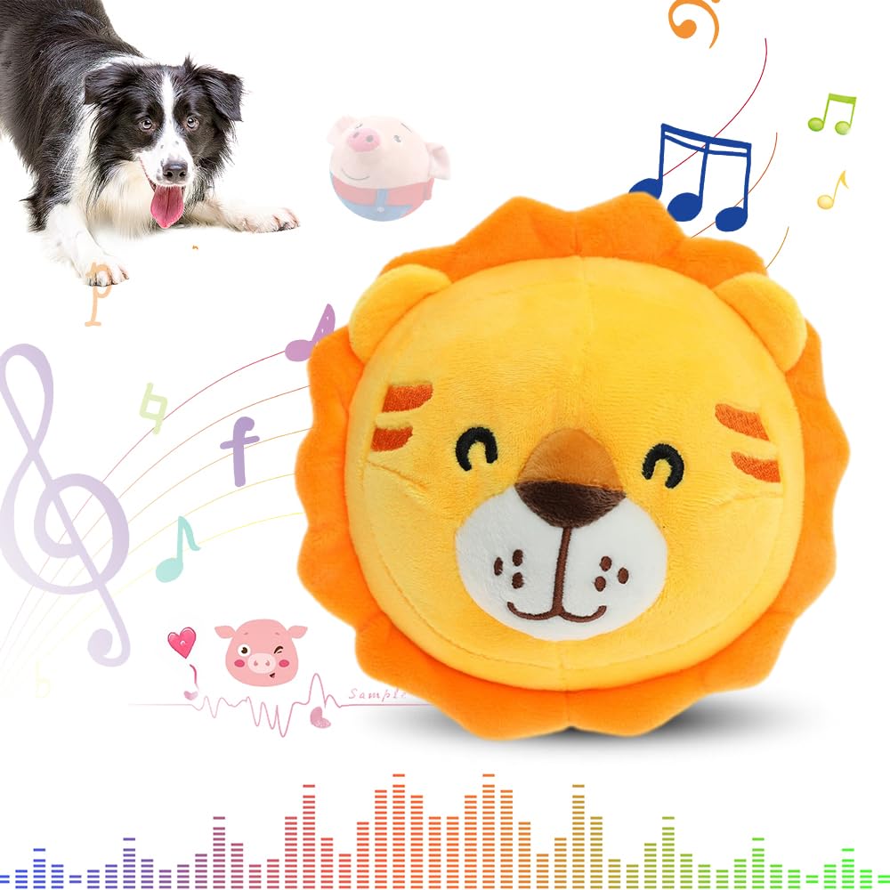 Active Moving Pet Plush Toy, 2024 Upgrade Interactive Electronic Dog Toy, Squeaky Mobile Dogs Ball Toy, Interactive Ball Mobile Dog Toy with