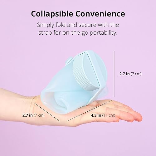 Miniatura 3 de BLUE GINKGO Botella de agua plegable  Botellas de agua plegables ligeras para viajes, senderismo, campamento, botella de silicona imprescindible