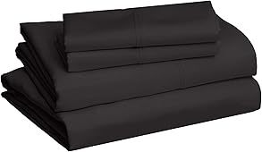 AmazonBasics Light-Weight Microfiber Sheet Set - Queen, Black