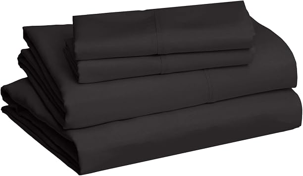 LaxLinen Full XL Size Sheet Set - 4 Piece Bed Sheets 800 Thread Count - Extra Soft- Easy Fit 18-24 Inch Deep Pocket Sheets 100% Egyptain Cotton Black Solid Bed Sheets Full XL Size Sheets - 4 PC