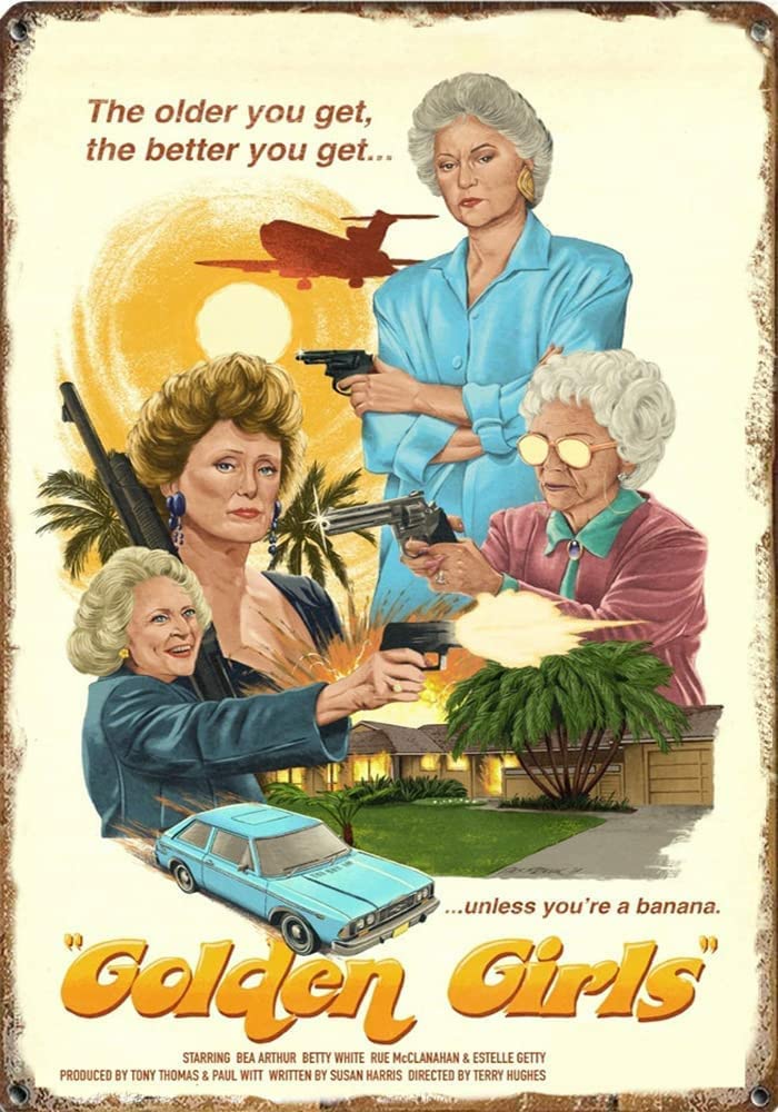 The Golden Girls Vintage Metal Sign Plaque Metal Funny Tin Sign Man Cave Bar Bar Club Home Wall Decor 12x16inch