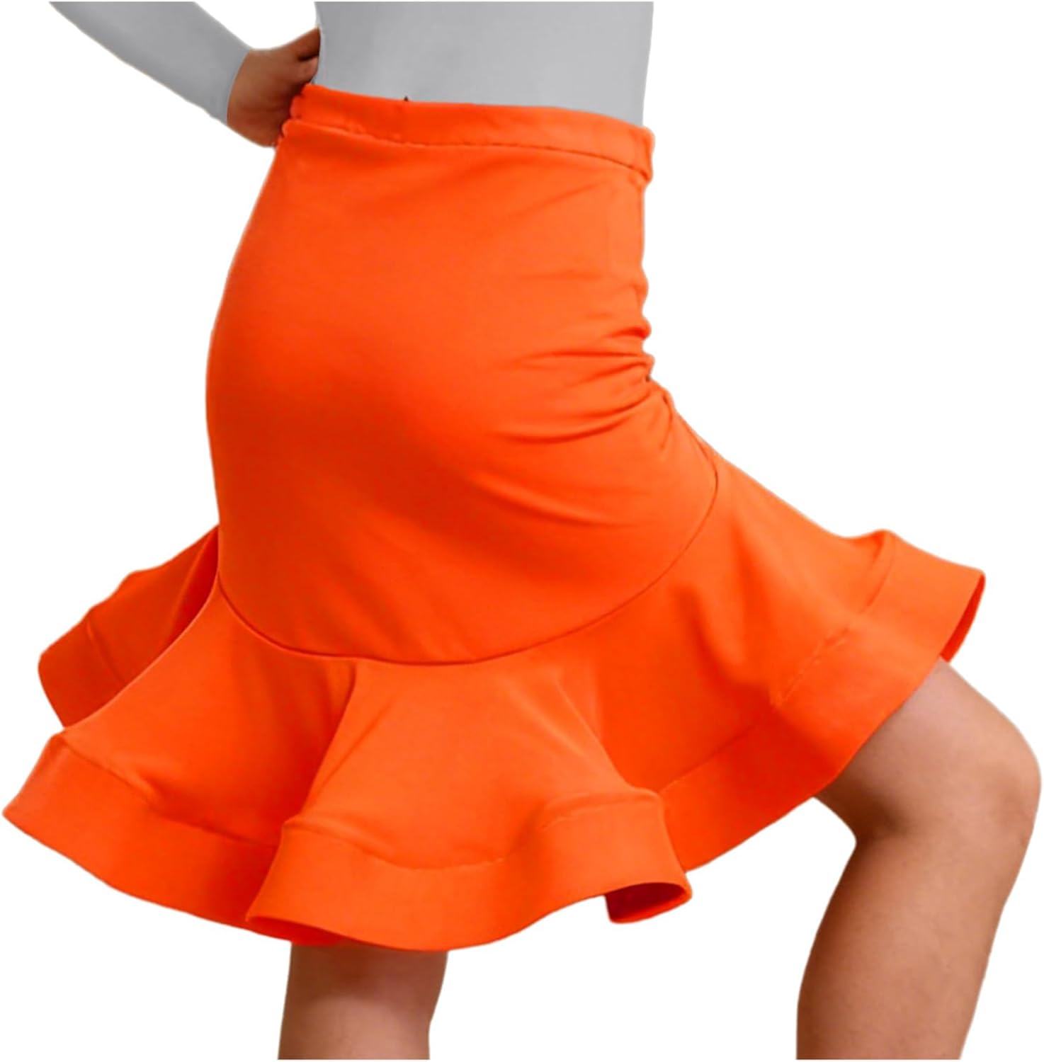 FEESHOW Girls Asymmetric Fishtail Hip Latin Ballroom Skirts Culottes Samba Salsa Tango Ballroom Dance Pantskirt