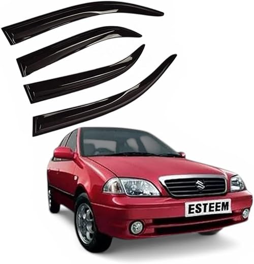 GENFRID Unbreakable Car Window Door Visor | Car Rain Wind Door Visor | Window Wind Deflector for Maruti Esteem (Set of 4)