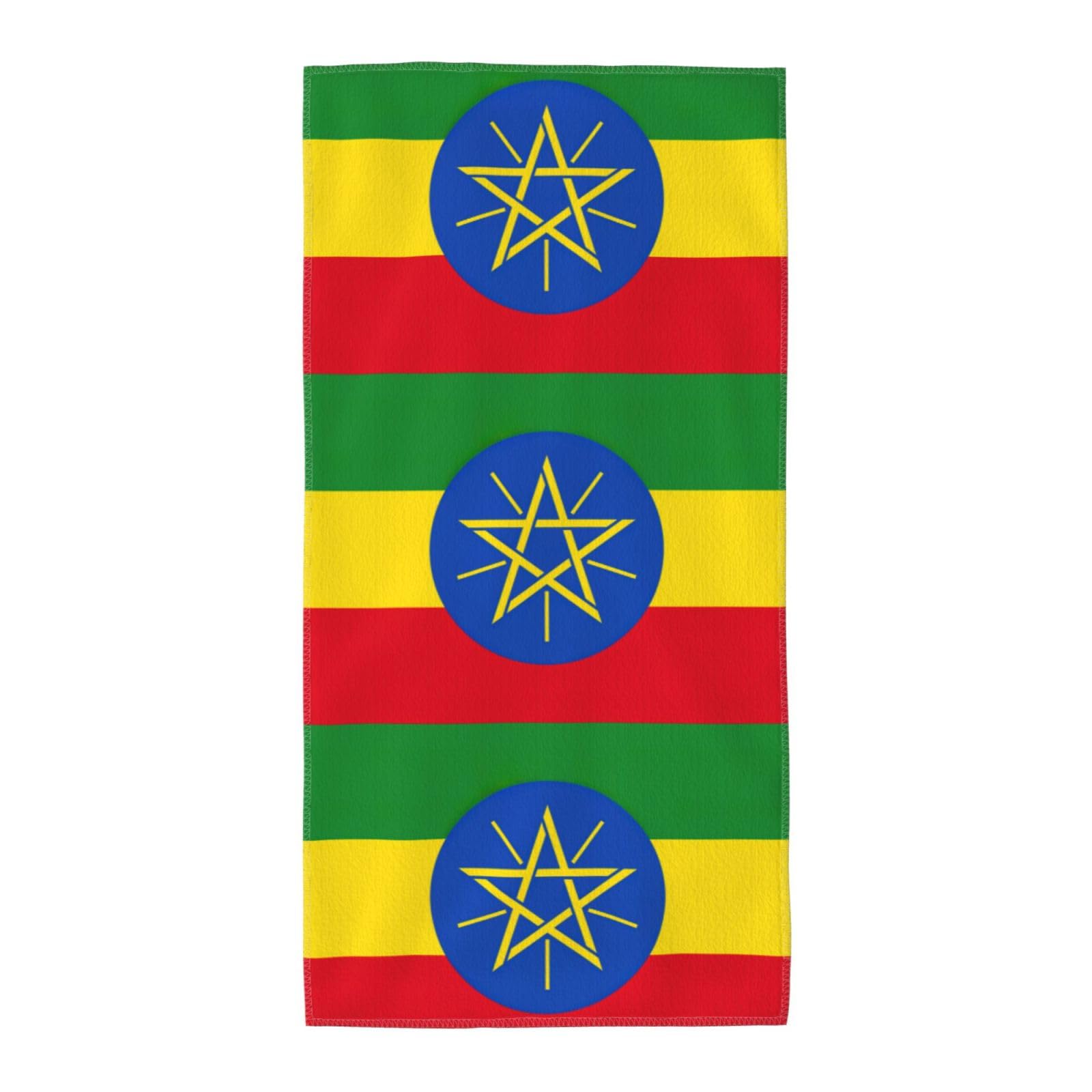 DIEzig Flag Of Ethiopia Fashion Printed Long Bath Towel For Pool Side Seaside Holiday