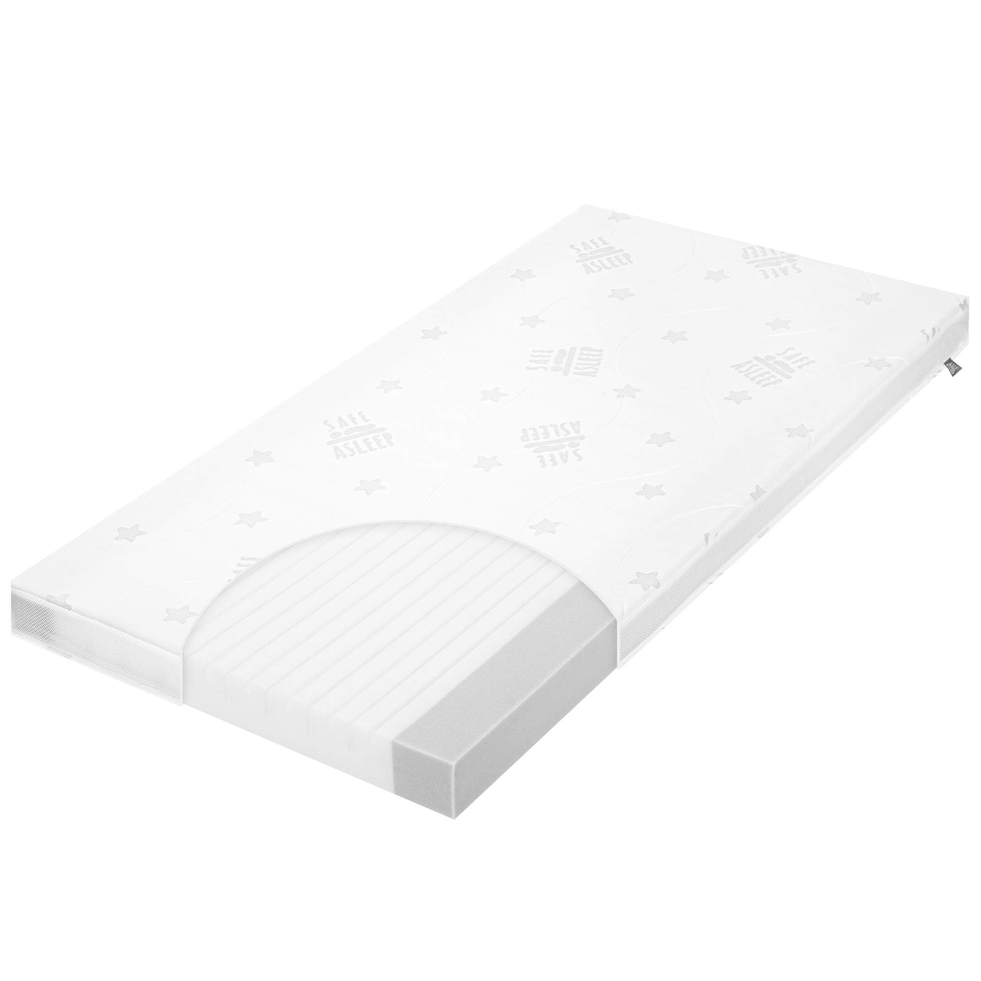 roba Materasso per Lettino safe asleep - Serie Air Balance Plus - 60 x 120 x 9 cm - con Zip - Sfoderabile e Lavabile - Trapuntato e Traspirante - Bianco