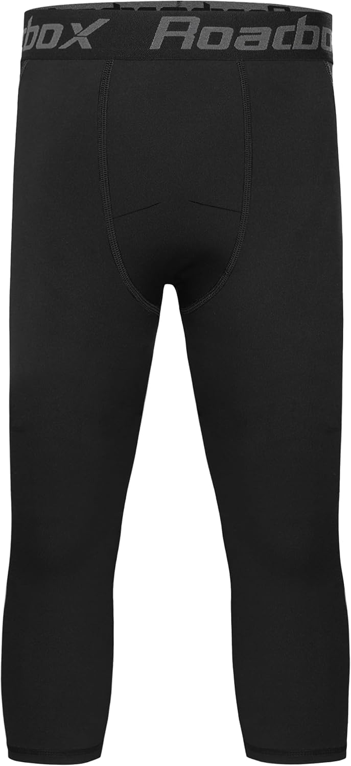 Roadbox Boys Compression Leggings,Youth Athletic Pants Capris Tights,Kids Sports Base Layer Basketball Running - Image 3