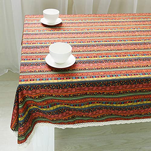 Nappe coton lin style ethnique nappe rétro rectangle nappe 90x90