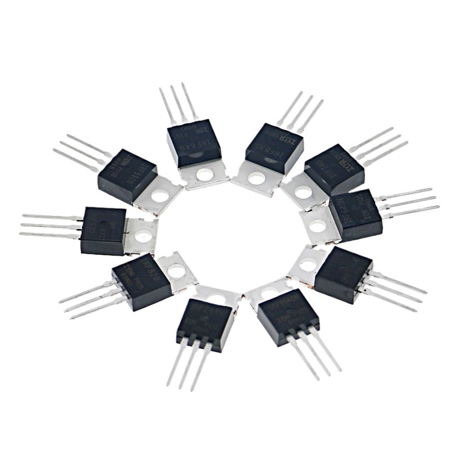 50Pcs 10Value TO-220 Mosfet Field-Effect Transistor Kit IRF3205 IRF640 IRF740 IRF830 IRF840 IRF530 IRF630 IRF820 IRFZ44 IRF9540(50pcs 10Value Mix)