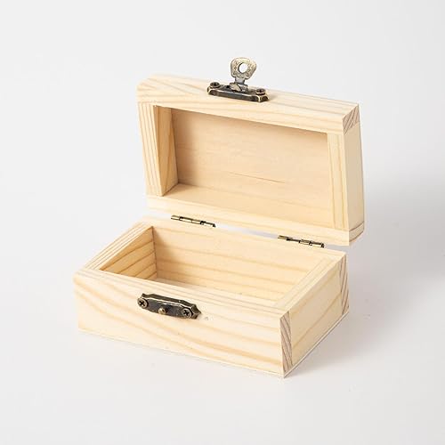 Miniatura 5 de Caja pequeña de madera de 24 piezas, caja del tesoro de madera sin terminar con tapas para manualidades (3.5 x 2.1 x 1.8 pulgadas) (24)