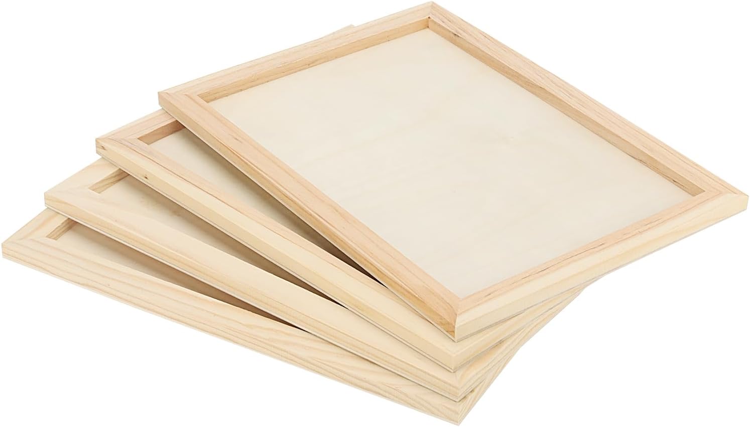 SOUJAP 8 Pack 9 x 12 Inch Wood Canvas Board, Unfinished Wooden Flat Panels, Wood Cradled Framed Canvas for Painting Craft Art