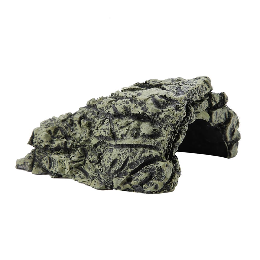 Reptile Hiding Habitats, Inner Diameter 7 cm Height 4 cm Fish Cave Aquarium Turtles Basking Resin Rock Decoration Ornament Shelter Pet Terrarium Nests Decorations for Spiders Frogs Tortoise(Medium)