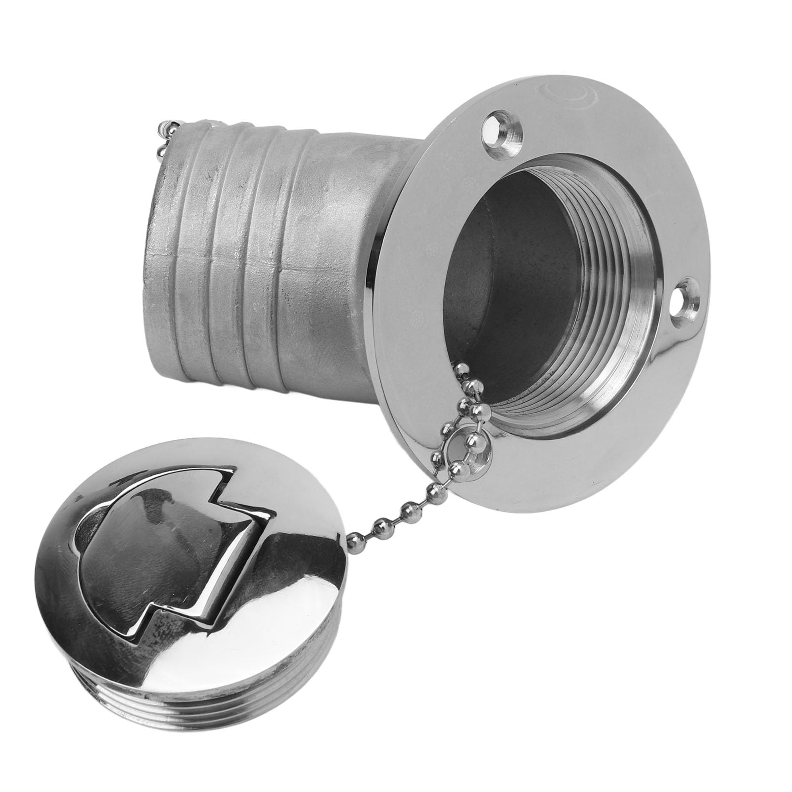 Boat Gas/Fuel Deck Fill/Filler, Stainless Steel Fill, Fuel Filler Angled with Keyless Cap for Yacht Caravan Fishing 1.5-2 Inch(1.5 Inch)