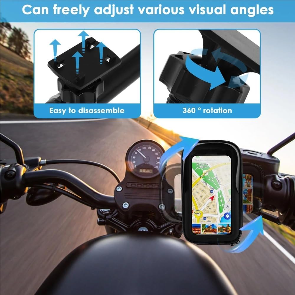 Supporto Telefono Bici 360° Rotabile Borsa Manubrio Moto Impermeabile Pochetta Schermo Tattile Accessorio