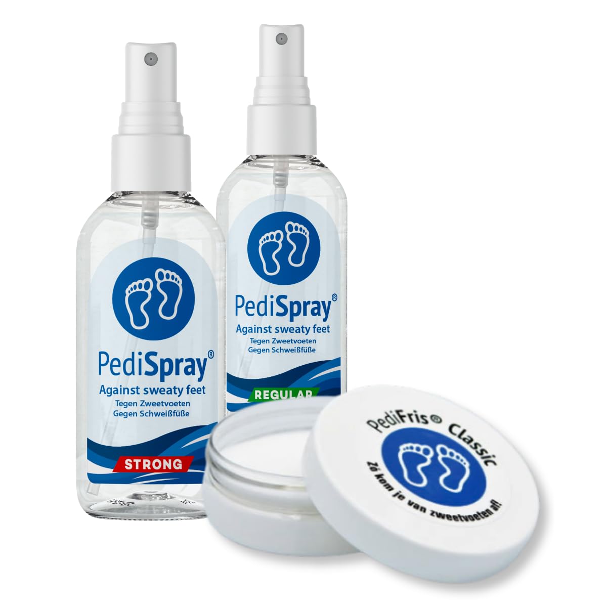 PediSpray® Strong lot de 3 | Spray antitranspirant pour pieds à transpiration excessive | Protection longue durée, sans parfum