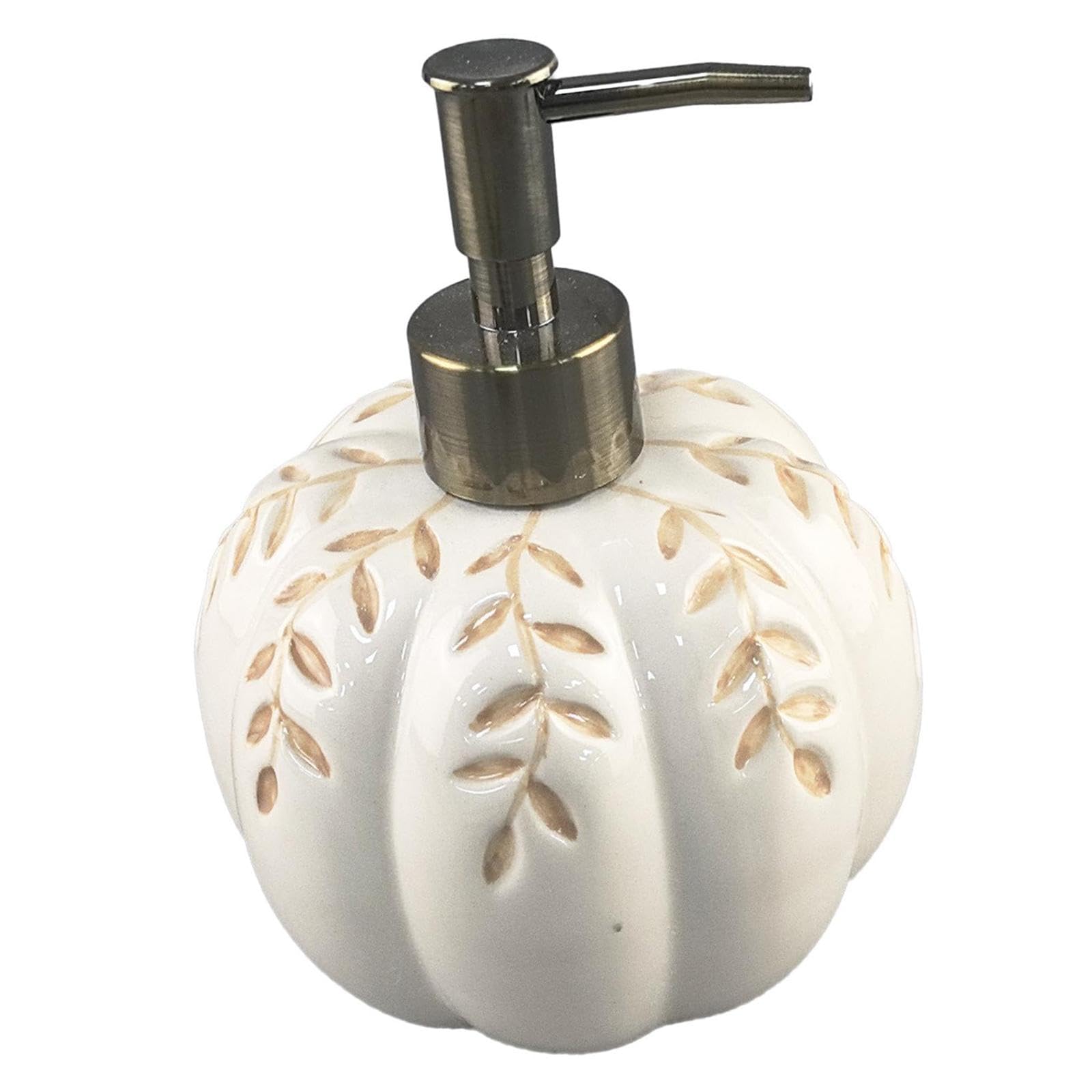 Dispenser Sapone Forma di Zucca in Ceramica Ricaricabile per Bagno Cucina Flacone Lozione Liquida Pompa Pratica Adatto per Regalo Decorazi, Bianco