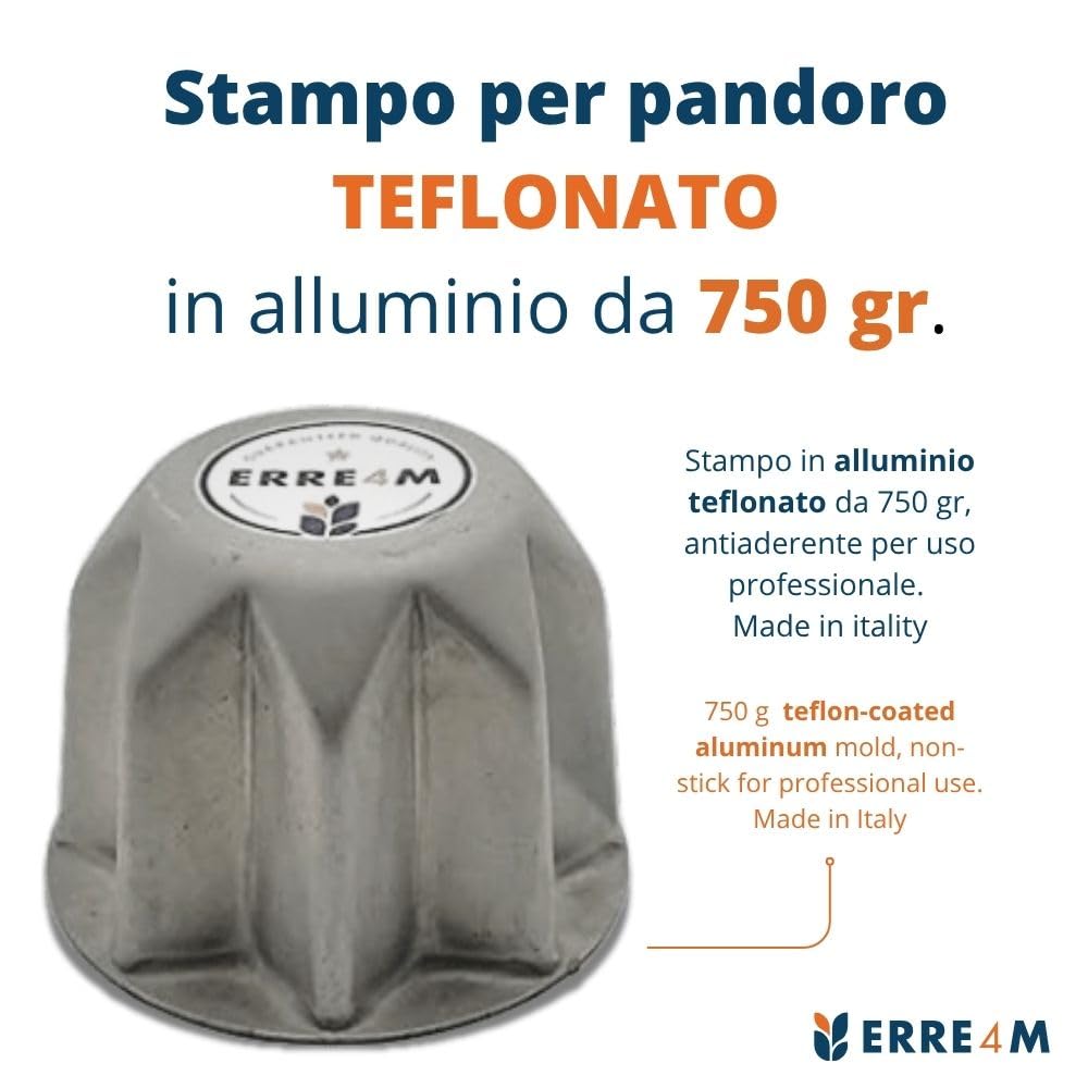 Erretre srl Molde para pandoro teflón antiadherente de 750 gramos de aluminio profesional