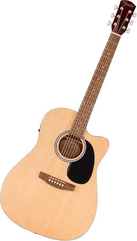 Fender FA-25CE Dreadnought Guitarra eléctrica acústica, guitarra para principiantes, con 2 años de garantía, incluye afinador incorporado y controles de volumen y tono integrados, viene con lecciones gratuitas, natural