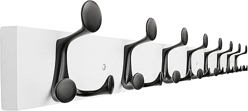 Miniatura 166 de SKOLOO Perchero de madera blanca de 17 pulgadas con 3 ganchos triples, ideal para entradas familiares, aulas y almacenamiento de suministros para