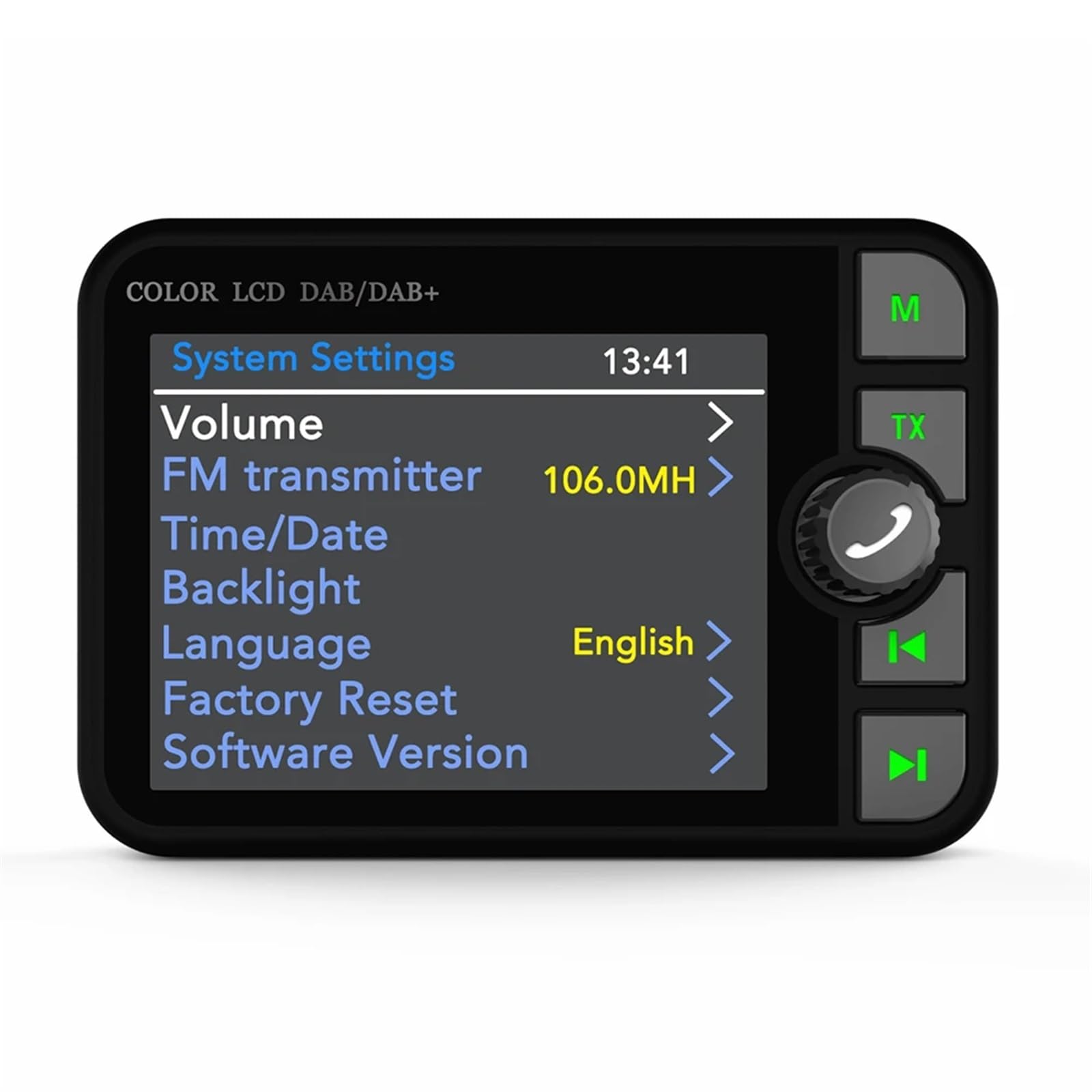 Adaptador de Radio portátil Dab+ for Coche, Pantalla LCD de 2,4", Compatible con Bluetooth, transmisor FM, Manos Libres, Puerto USB, Salida Auxiliar for Tarjeta SD