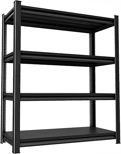 Miniatura 8 de Estantes resistentes, Unidades de estantería de metal de 4 niveles, 48'W16'D63'H, cargas de 2200 libras, ajustable, negro