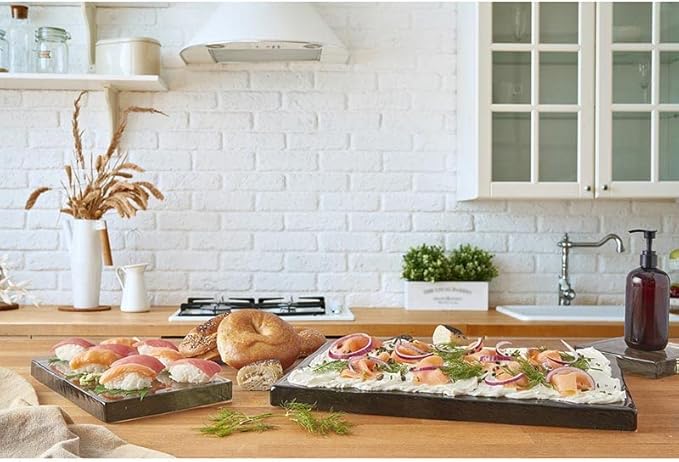 47th & Main Recycled Glass Appetizer Tray Serving Board, 18" L x 12" W x 1" H, Clear/Textured