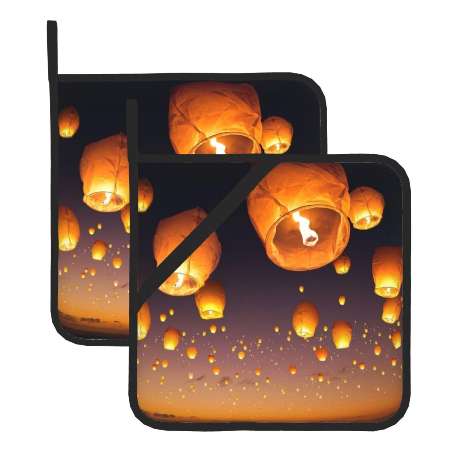KFRXXZQB 2-Pack Square Pot Holders, Oven Mitts For Baking & Bbq