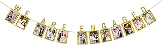 INNORU We are Engaged Photo Banner Engagement Picture Bunting for Wedding Bridal Shower Party Decorations Supplies Gold Glitter
