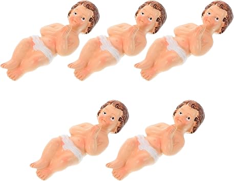BESPORTBLE 5pcs Resin Jesus Figurines Set, Mini Nativity Jesus Dolls for Christmas Decor, Religious Catholic Devotional Statues for Home and Nativity Scene Display