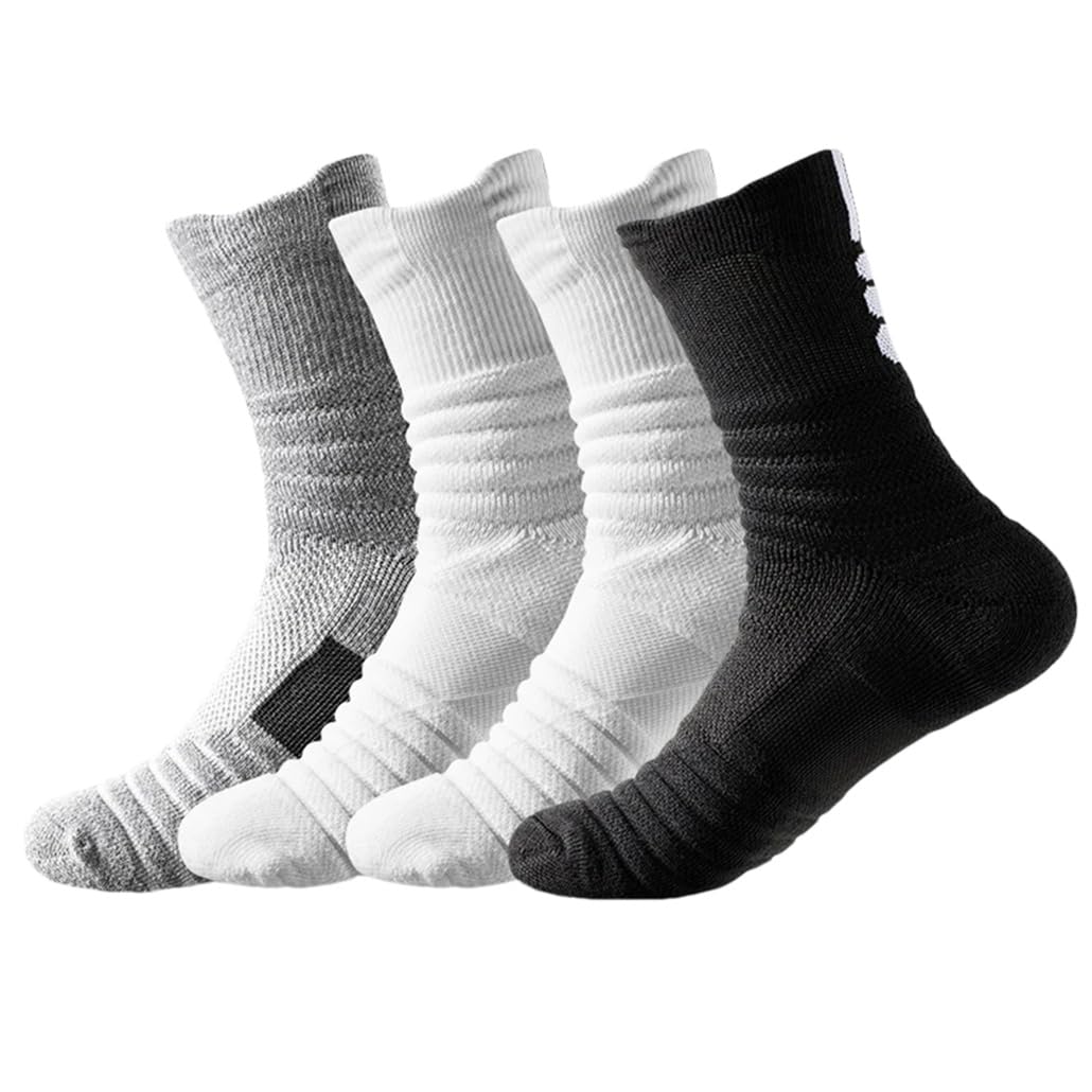 Dninmim 4 pares/lote Calcetines altos para hombre, calcetines deportivos transpirables para correr, ciclismo, algodón, calcetines cálidos de invierno