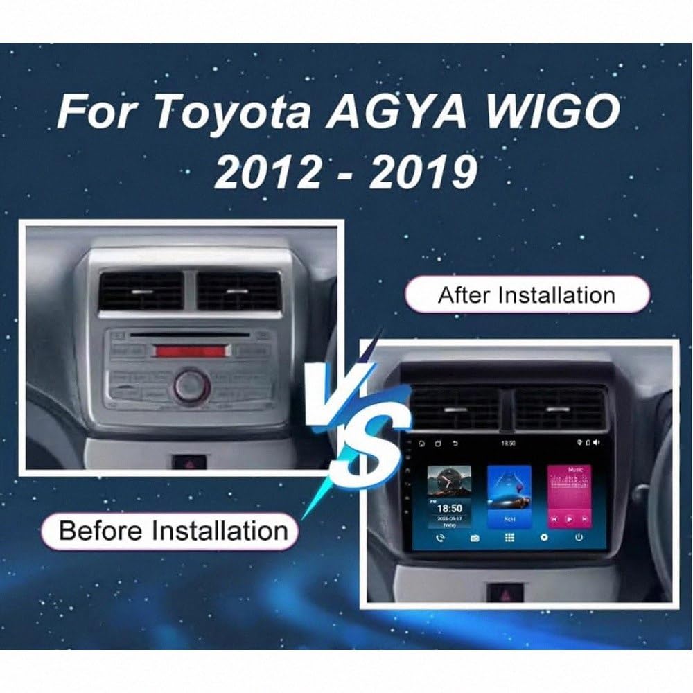 Multimedia Radio dla Toyota AGYA WIGO 2012-2019 Android 15 9 Inch Car Navigation Cooling Fan Rear View Camera For, 8 Core 4G+64G