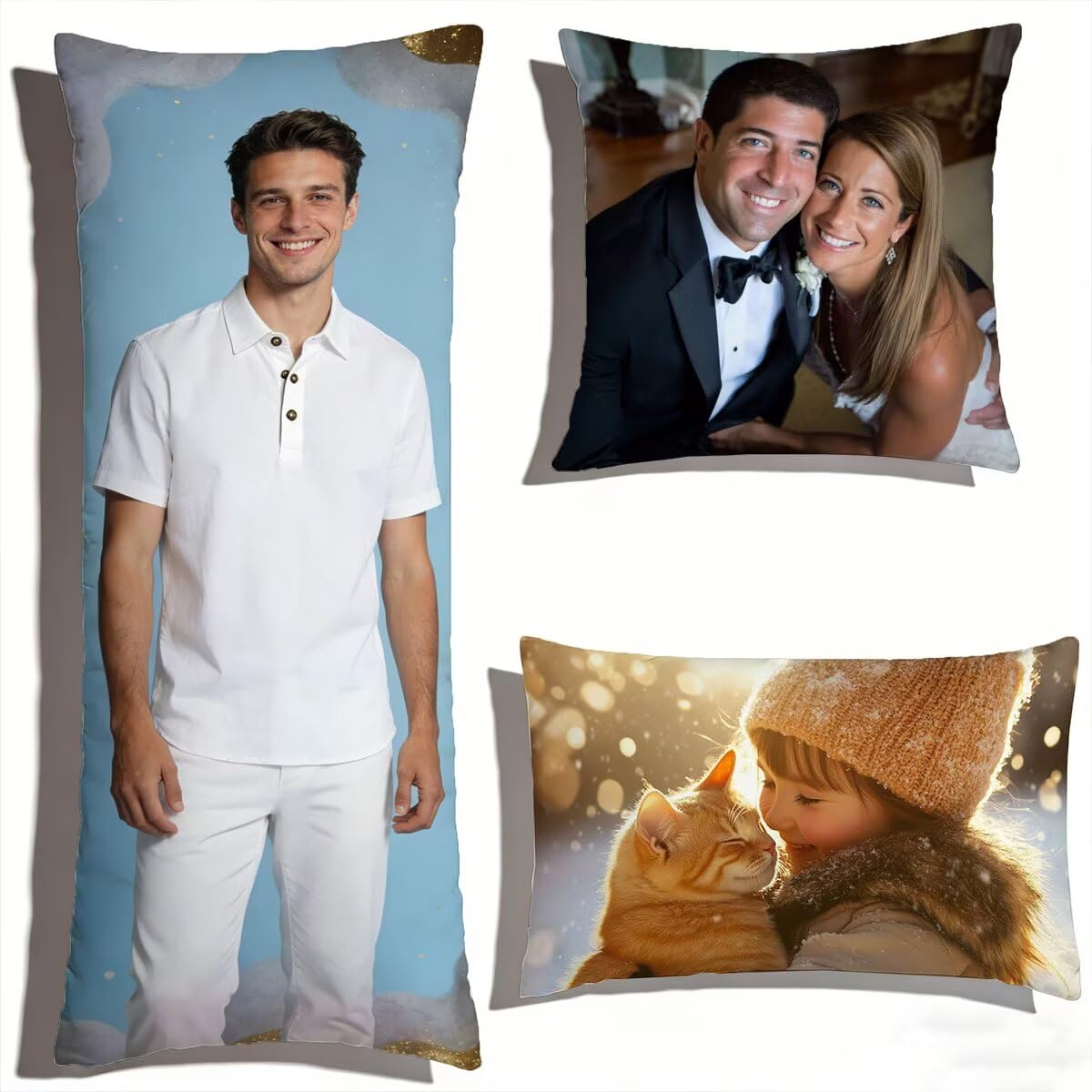 Coussin Personnalisé Photo Double Face-2026 Nouveau modèle Coussin Canape 60x180 cm, taie Oreiller, Personnalise Photo Taie d'oreiller, Cadeau personnalisé pour Couple, Femme, Homme et Famille 0o-79
