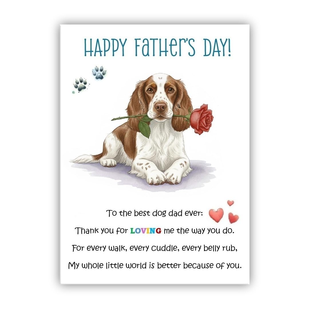 Father’s Day Card From the Dog. Multiple Breeds Available. Cute Fathers Day Pet Card. To The Best Dog Dad Ever (• Springer Spaniel)