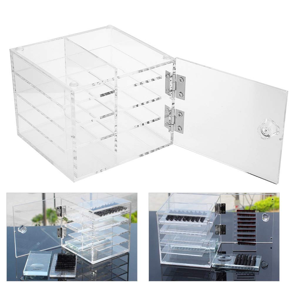 Eyelash Storage Case, 8 Compartment False Eyelashes Eyelash Extension Carrying Box Clear Acrylic Cosmetic Makeup Organizer for Professional Salon Use for Lashes Grafting