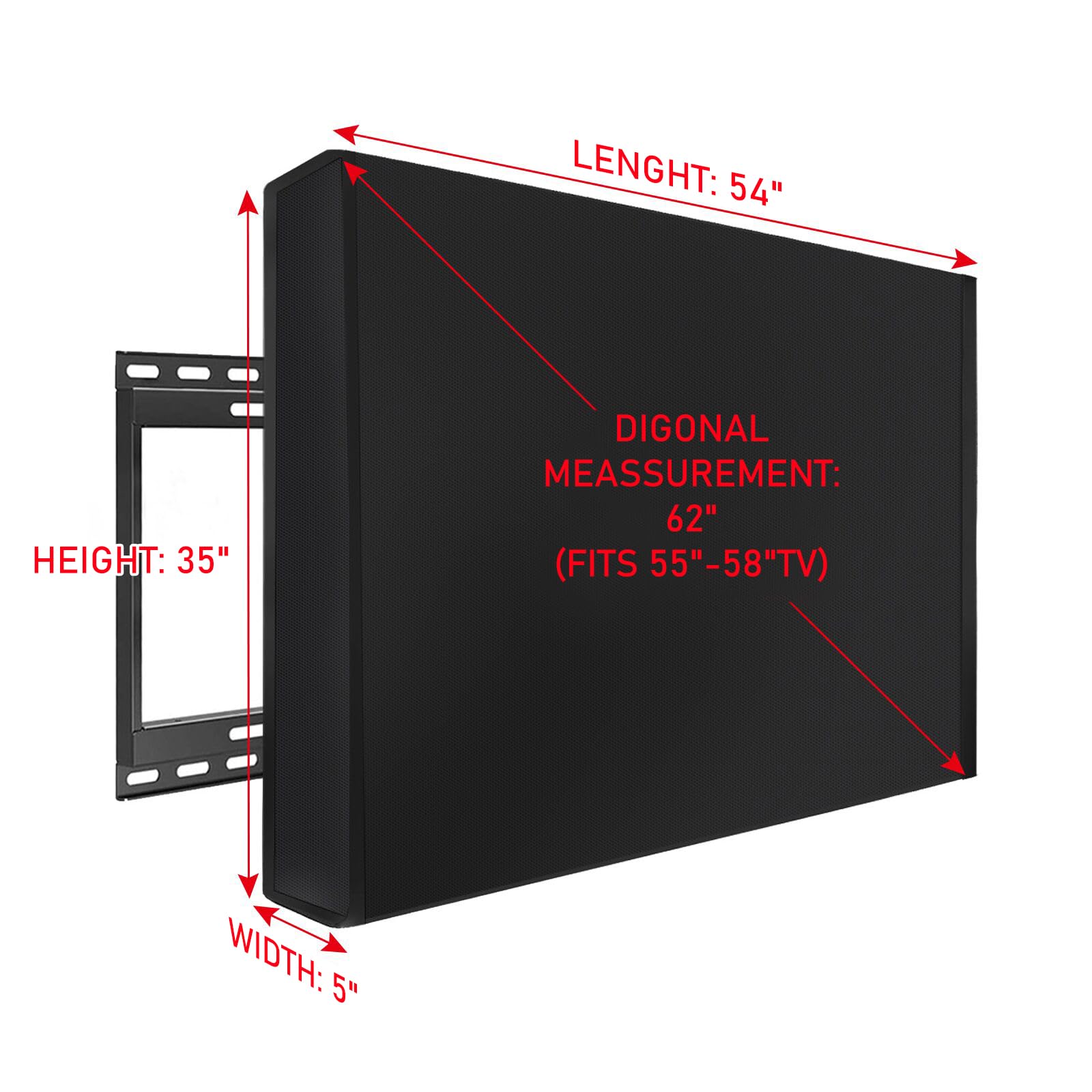 MaxAwe Funda para TV de 55 a 58 pulgadas, para exteriores, 54 x 35 x 5 pulgadas (137 x 89 x 14 cm), color negro