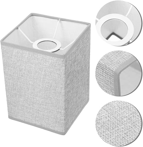 Miniatura 4 de Didiseaon 2 piezas de cubierta de lámpara de lino moderna, pantalla gris desmontable para mesita de noche de pared y lámparas de pie, fácil de
