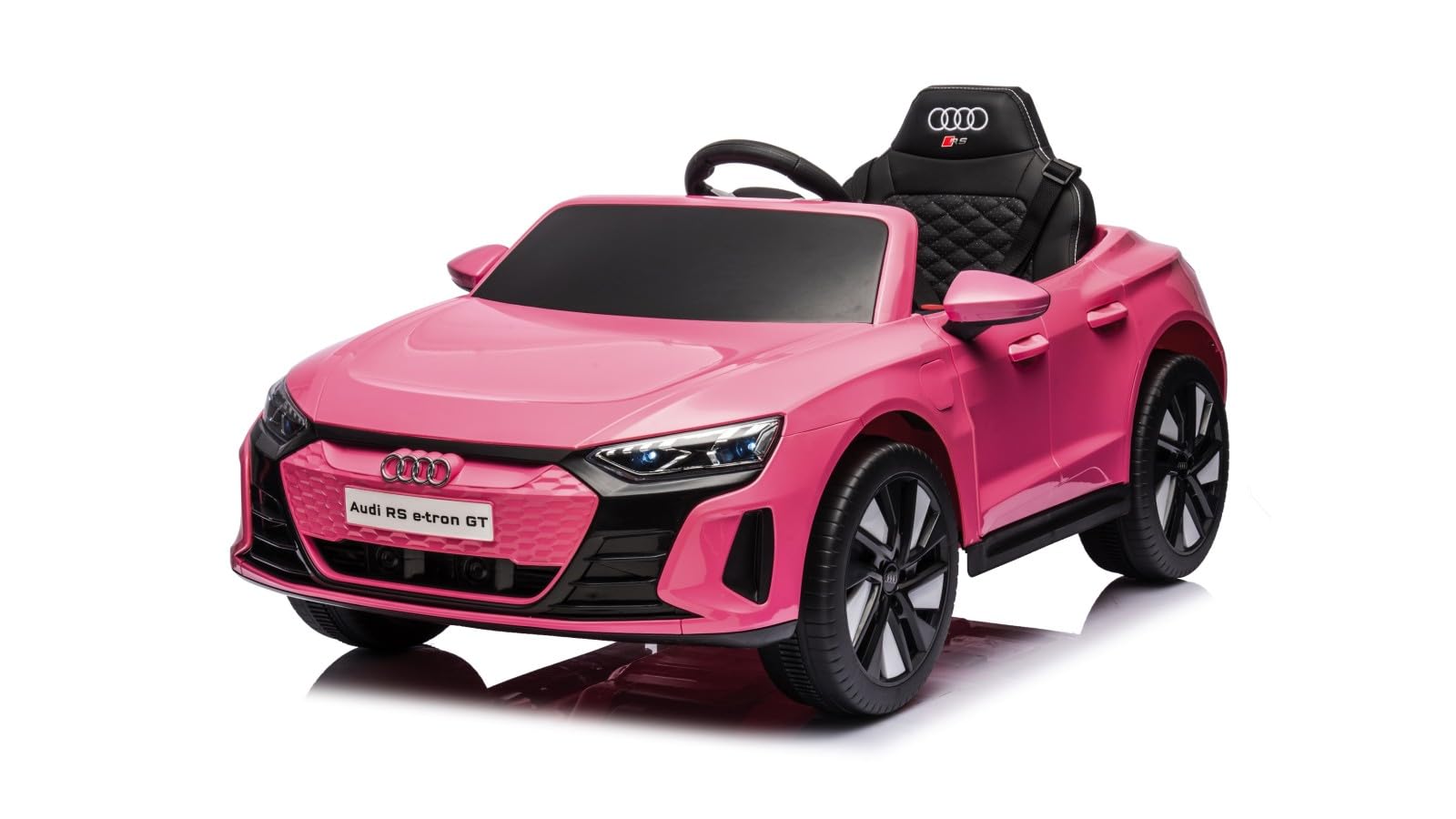 TOYSCAR Macchina Elettrica per Bambini Audi RS e-Tron Auto Elettrica per Bambini Telecomandata Sedile in Pelle Porte Apribili TAPPETINI Inclusi Doppio Motore Elettrico 12V Carico 25 kg (Rosa)