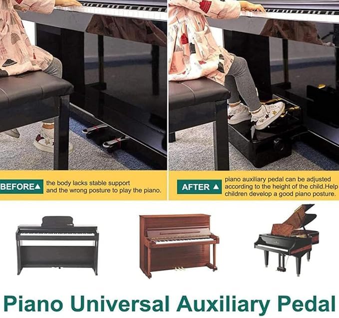 Pianoforte Pedale Extender Bench - Altezza regolabile aiuto didattico per bambini con 3 pedali