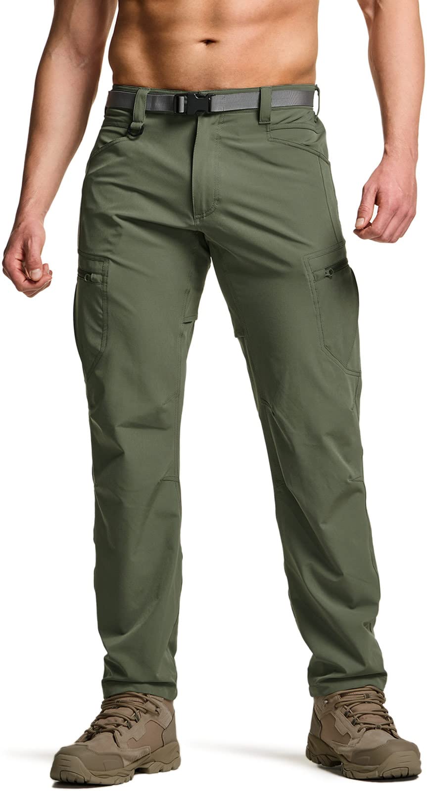 CQRMen's Quick Dry Tactical Pants, Water Resistant Outdoor Pants, Lightweight Stretch Cargo Work Hiking Pants