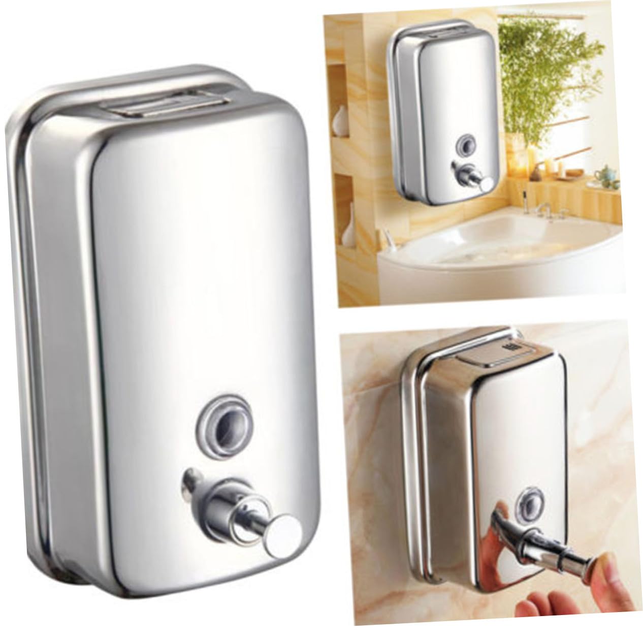 Artibetter Dispenser Sapone Manuale da Parete in Acciaio Inossidabile 1000ml Ricaricabile Porta Sapone Liquido per Bagno Casa e Bagno Pubblico