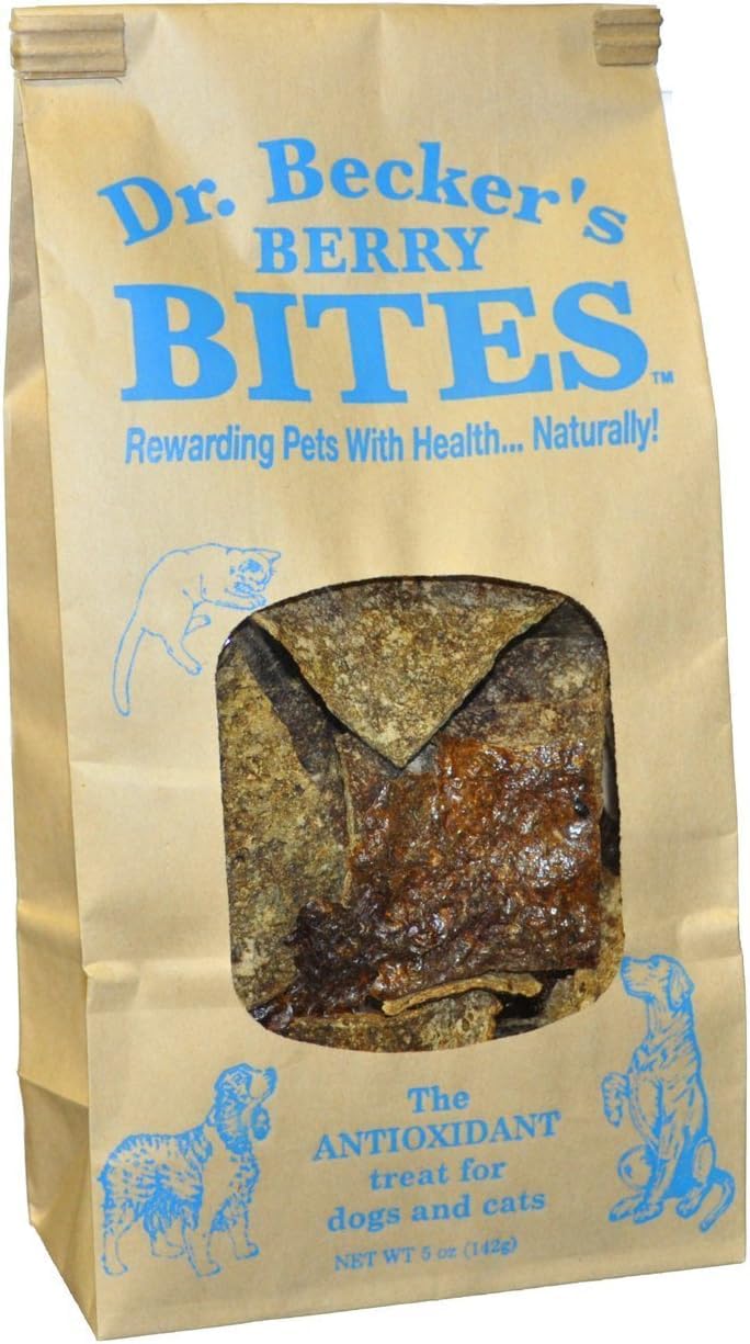 Dr. Becker's Berry Bites | Made from Acai Berry, Bilberry, Pomegranate, Blueberry | Grain Free Antioxidant Liver Training Treats for Dogs & Cats, 5 oz