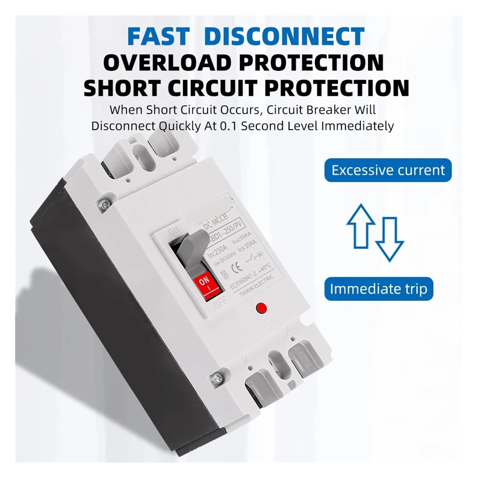 Custodia modellata DC Circuit Breaker MCCB Protezione da sovraccarico Interruttore di protezione Fotovoltaico PV 150A 250A Isolatore batteria(2P,160A)