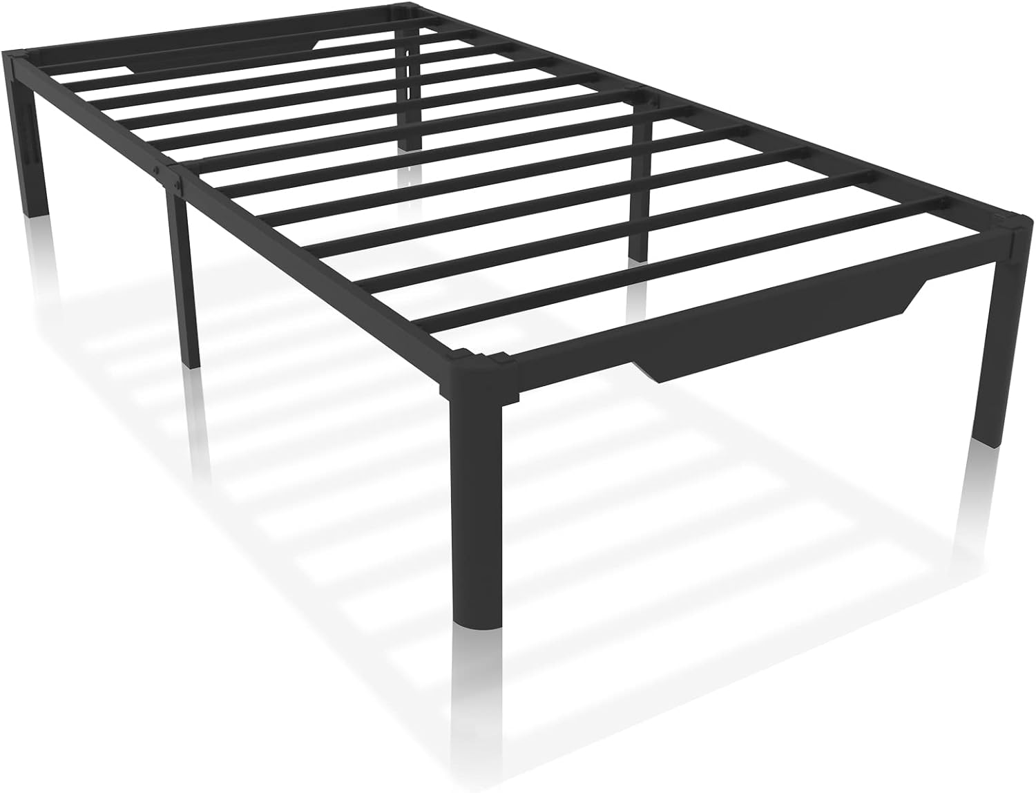 Vyfipt 14" Twin Metal Platform Bed Frame No Box Spring Needed,Heavy Duty Tall Metal Platform with Large Storage Space and Steel Slat Support,Easy Assembly,Noise Free, Black
