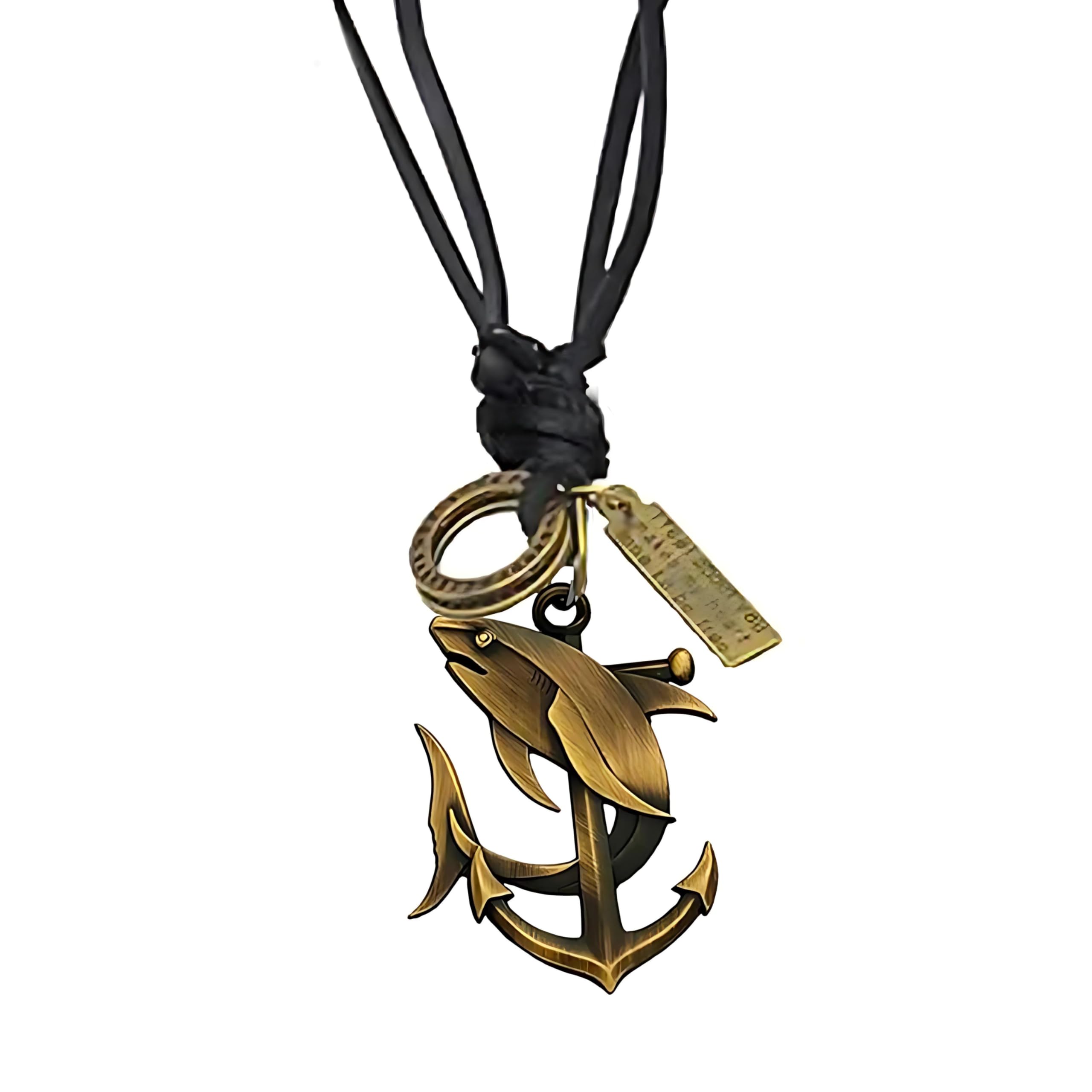 Ocean Nautical Anchor Dolphin Sea-life Copper Metal And Adjustable Leather Pendant Necklace Chain For Men And Women SPn87-image-32