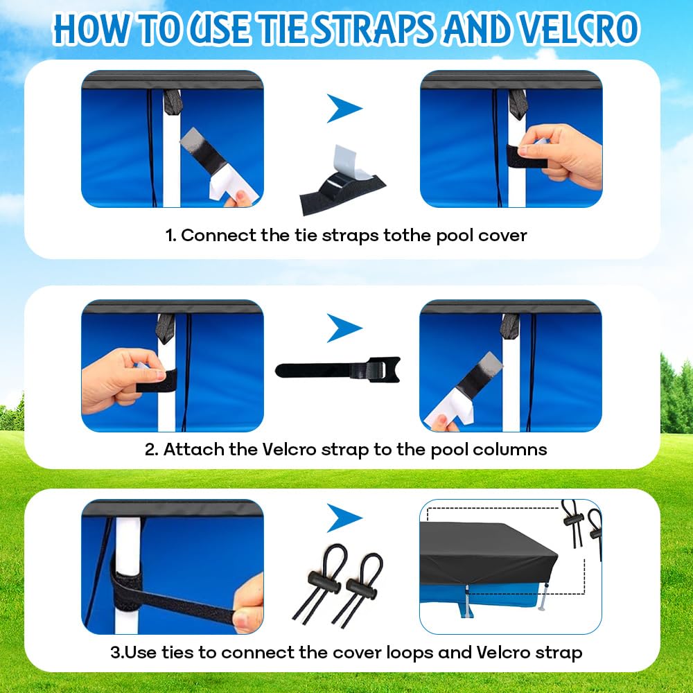 Cubierta para Piscina Rectangular, 220 X 150 cm Lona Solar para Verano e Invierno con Cuerda, Lona Solar para Piscina para Marco Rectangular, Prueba de Polvo Impermeable Durable