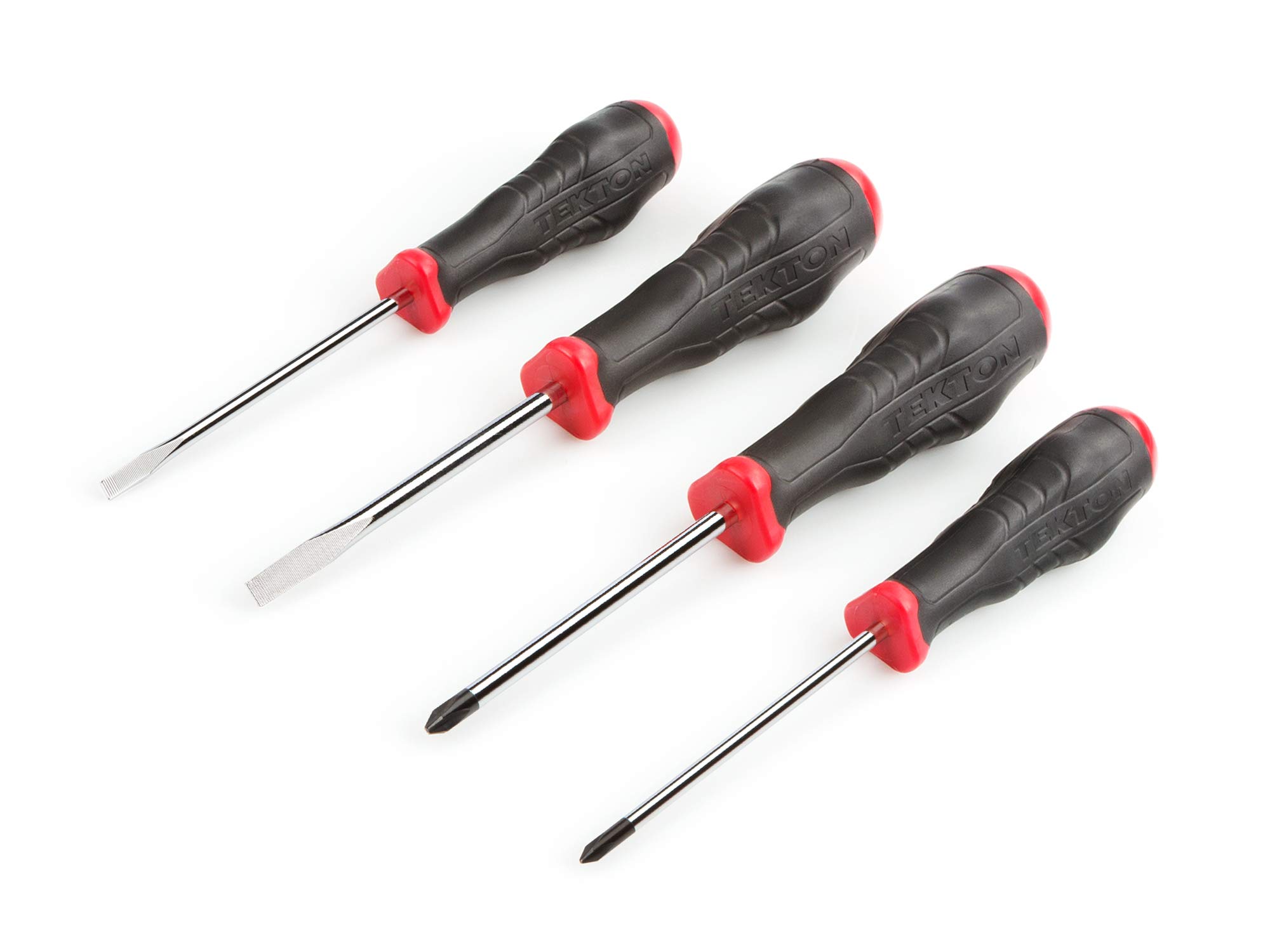 TEKTON High-Torque Chrome Blade Screwdriver Set, 4-Piece (#1-#2, 3/16-1/4 in.) | Made in USA | DRV43004