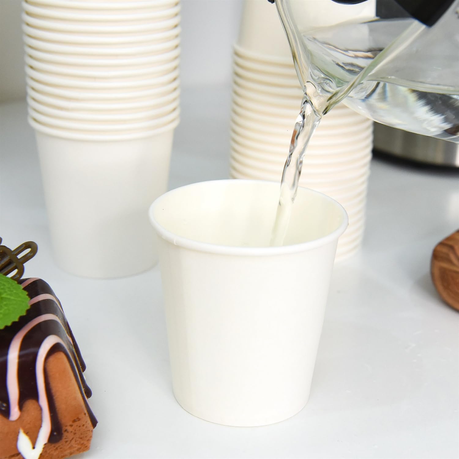 Vumdua 800 bicchieri di carta usa e getta da 170 ml, per bevande calde e fredde, per caffè, tè, succhi di frutta, espresso e cortado (bianco)